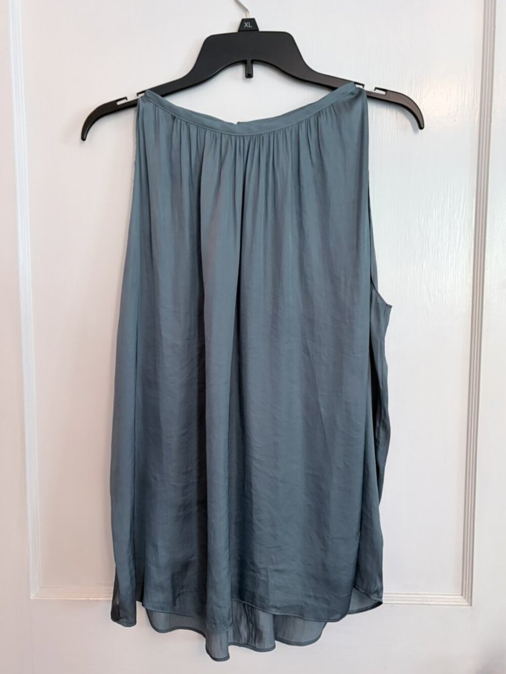 Prologue Deep Teal Green Silky High Neck Pleated Sleeveless Halter Style Top XL
